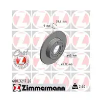 ZIMMERMANN 600.3217.20 Bremsscheiben 2 Stück hinten für VW
