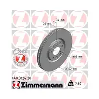 ZIMMERMANN 440.3124.20 Bremsscheiben 2 Stück für PEUGEOT
