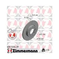ZIMMERMANN 600.3204.20 Bremsscheiben 2 Stück VW