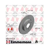 ZIMMERMANN 600.3213.20 Bremsscheiben 2 Stück VW