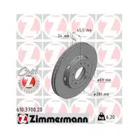 Zimmermann 610.3700.20 Bremsscheiben 2 Stück VOLVO