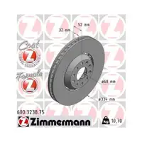 Original Zimmermann 600.3238.75 Bremsscheiben 2 Stück für VW