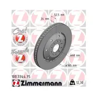 Original ZIMMERMANN 100.3344.75 Bremsscheiben 2 Stück für AUDI