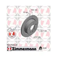 ZIMMERMANN 150.2928.20 Bremsscheiben 2 Stück MINI