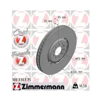 Original Zimmermann 100.3307.75 Bremsscheiben 2 Stück für AUDI