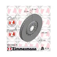 Original Zimmermann 100.3308.75 Bremsscheiben 2 Stück für AUDI