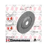 Original ZIMMERMANN 100.3348.70 Bremsscheiben 2 Stück für AUDI