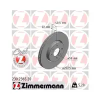 Zimmermann 230.2365.20 Bremsscheiben 2 Stück FIAT