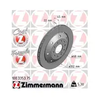 Original ZIMMERMANN 100.3353.75 Bremsscheiben 2 Stück für AUDI