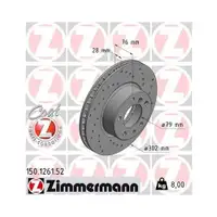 Original ZIMMERMANN 150.1261.52 Bremsscheiben 2 Stück für BMW