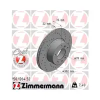 Original ZIMMERMANN 150.1264.52 Bremsscheiben 2 Stück für BMW