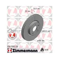 ZIMMERMANN 250.1383.20 Bremsscheiben 2 Stück FORD