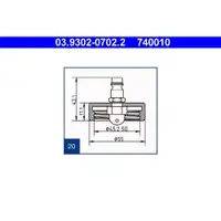 ATE 03.9302-0702.2 Entluefterstutzen 20