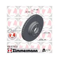 Original ZIMMERMANN 150.1279.52 Bremsscheiben 2 Stück für BMW