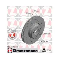 Original ZIMMERMANN 150.1280.52 Bremsscheiben 2 Stück für BMW
