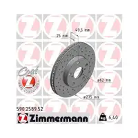 ZIMMERMANN 590.2589.52 Bremsscheiben 2 Stück für TOYOTA