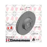 ZIMMERMANN 150.3406.20 Bremsscheiben 2 Stück für BMW