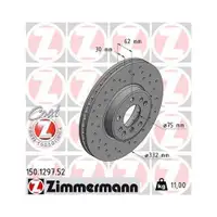 ZIMMERMANN 150.1297.52 Bremsscheiben 2 Stück für BMW