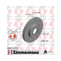 Zimmermann 600.3221.52 Bremsscheiben 2 Stück für VW