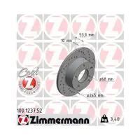 Original ZIMMERMANN 100.1237.52 Bremsscheiben 2 Stück für AUDI