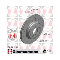 ZIMMERMANN 150.3411.52 Bremsscheiben 2 Stück für BMW