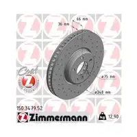 Original ZIMMERMANN 150.3479.52 Bremsscheiben 2 Stück für BMW