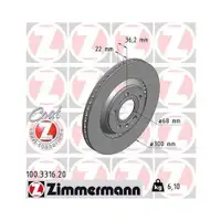 Zimmermann 100.3316.20 Bremsscheiben 2 Stück AUDI