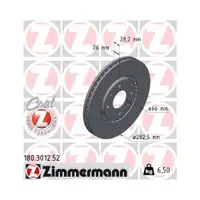 Original ZIMMERMANN 180.3012.52 Bremsscheiben 2 Stück für PEUGEOT