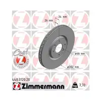 Zimmermann 440.3120.20 Bremsscheiben 2 Stück PEUGEOT