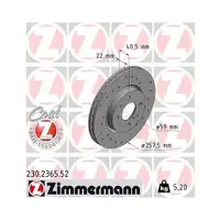 Original ZIMMERMANN 230.2365.52 Bremsscheiben 2 Stück für FIAT