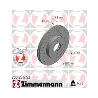 Original Zimmermann 200.2514.52 Bremsscheiben 2 Stück für NISSAN