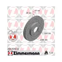 Original Zimmermann 200.2515.52 Bremsscheiben 2 Stück für NISSAN
