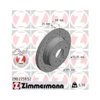 Original ZIMMERMANN 290.2259.52 Bremsscheiben 2 Stück für JAGUAR