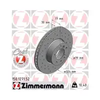 Original ZIMMERMANN 150.1271.52 Bremsscheiben 2 Stück für BMW