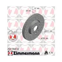 Original ZIMMERMANN 250.1360.52 Bremsscheiben 2 Stück für VOLVO