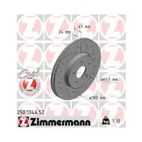 Original Zimmermann 250.1344.52 Bremsscheiben 2 Stück für FORD