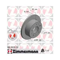 ZIMMERMANN 180.3020.20 Bremsscheiben 2 Stück für FIAT CITROËN PEUGEOT