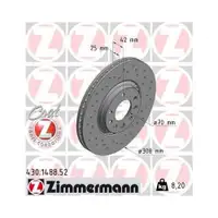 Original Zimmermann 430.1488.52 Bremsscheiben 2 Stück für OPEL