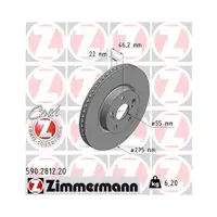 Zimmermann 590.2812.20 Bremsscheiben 2 Stück TOYOTA