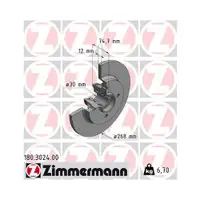 Zimmermann 180.3024.00 Bremsscheiben 2 Stück CITROËN