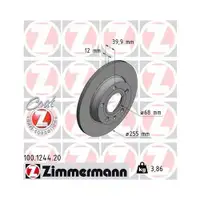 Zimmermann 100.1244.20 Bremsscheiben 2 Stück AUDI