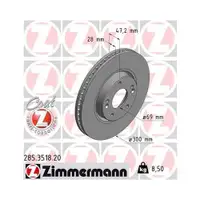 Zimmermann 285.3518.20 Bremsscheiben 2 Stück HYUNDAI