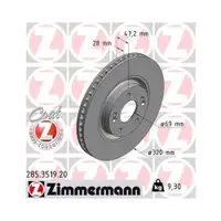 Zimmermann 285.3519.20 Bremsscheiben 2 Stück HYUNDAI