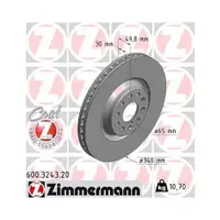 Zimmermann 600.3243.20 Bremsscheiben 2 Stück VW