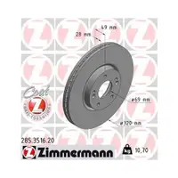 Zimmermann 285.3516.20 Bremsscheiben 2 Stück HYUNDAI