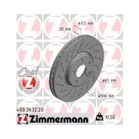 ZIMMERMANN 400.3632.20 Bremsscheiben 2 Stück für MERCEDES-BENZ