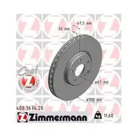ZIMMERMANN 400.3674.20 Bremsscheiben 2 Stück für MERCEDES-BENZ
