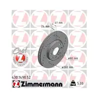 Original ZIMMERMANN 430.1490.52 Bremsscheiben 2 Stück für OPEL