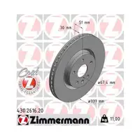 Zimmermann 430.2616.20 Bremsscheiben 2 Stück OPEL