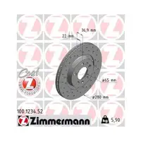 Zimmermann 100.1234.52 Bremsscheiben 2 Stück VW